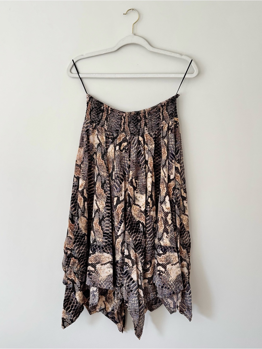Lola P. Y2K Asymmetric Handkerchief Hem Snakeskin Animal Print Midi Skirt – S